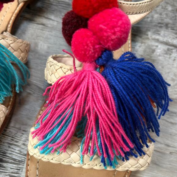Kate Spade Pom Pom Tassel Woven Leather Sandals – Size 9.5M - Picture 2 of 6
